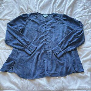 Cece Womens Size XS Blue Long Sleeve Blouse‎ Button Up Polka Dots Flowy Office